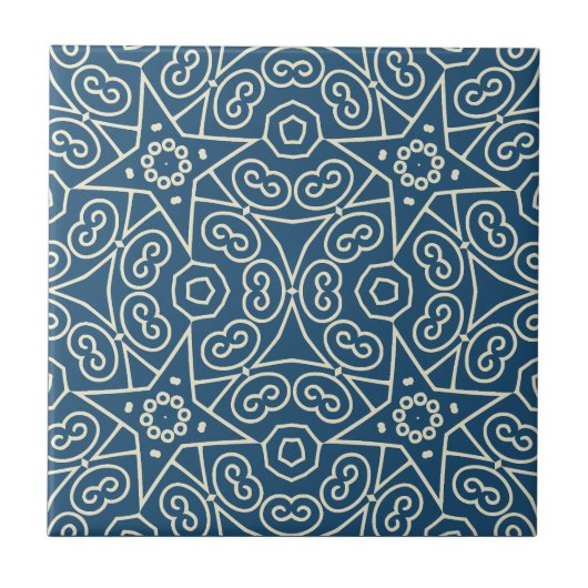 Carreau Blue & White Abstract Geometric Pattern (Devant)