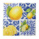Carreau Blue White Lemon Pattern Mediterranean Citrus (Devant)
