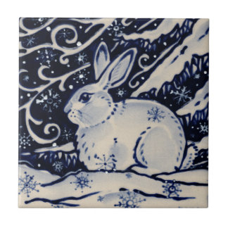 Carreau Blue White Rabat hiver neige Chinoiserie Cobalt