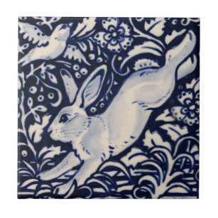 Carreau Blue White Rabbit Floral Bird Chinoiserie Cobalt