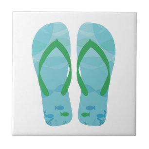 Carreau Blue White Summer Beach Flip Flops Carrelage en cé