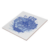 Carreau Blue Willow Rabbit Isle Willow Antiquité Imaginair (Côté)