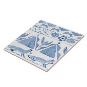 Carreau Blue Woodland Animal Ikat Motif Fox Version 2 (Côté)