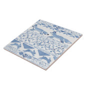 Carreau Blue Woodland Animal Ikat Motif Fox Version 3 (Côté)