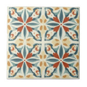 Carreau Blue Yellow and Rust Pattern Ceramic Tile (Devant)