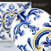 Carreau Blue & Yellow Azulejo Talavera Ceramic Tile