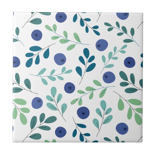 Carreau Blueberries à Motif Feuille vert (Devant)