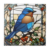 Carreau Bluebird Faux Vitrail Oiseau bleu (Devant)
