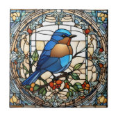 Carreau Bluebird Faux Vitrail Oiseau bleu (Devant)