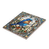 Carreau Bluebird Faux Vitrail Oiseau bleu (Côté)
