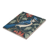 Carreau Bluejay Bird William Morris style Right Blue Jay (Côté)