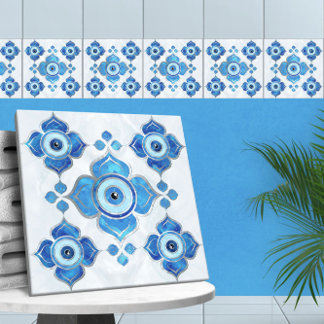 Carreau Blues ornementales et Pearl