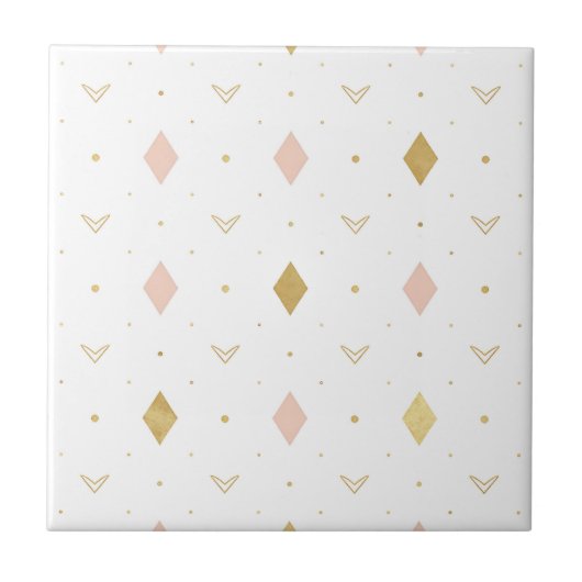 Carreau Blush Pink Gold Geometric Pattern (Devant)