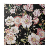 Carreau bohème chic rose pâle fleurs sombres floral (Devant)