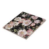 Carreau bohème chic rose pâle fleurs sombres floral (Côté)