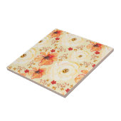 Carreau Boho Botanique Aquarelle Crème orange Floral (Côté)