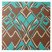 Carreau Boho Brown et Turquoise Motif de formes géométriqu (Devant)