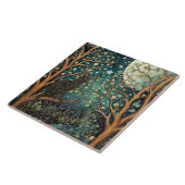 Carreau Boho cat starry night sky woodland forest (Côté)