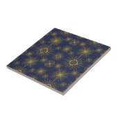 Carreau Boho Celestial Sun Stars Motif bleu (Côté)