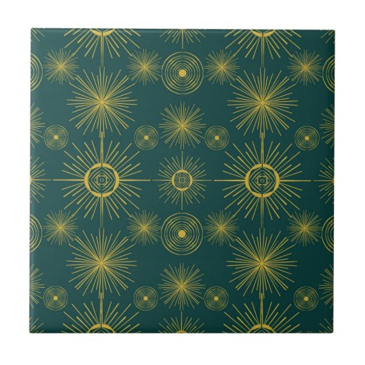 Carreau Boho Celestial Sun Stars Motif Turquoise (Devant)