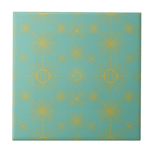 Carreau Boho Celestial Sun Stars Turquoise Motif (Devant)