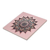 Carreau Boho Chic Blush Fleur rose Mandala avec Turquoise  (Côté)