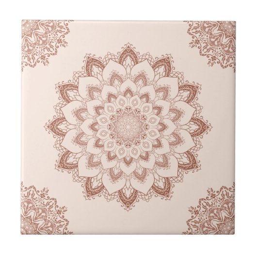 Carreau Boho Chic Mandala Moderne Accent Neutre (Devant)