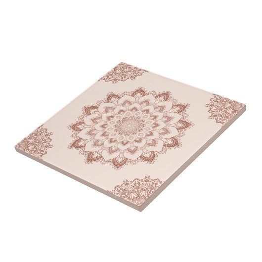 Carreau Boho Chic Mandala Moderne Accent Neutre (Côté)