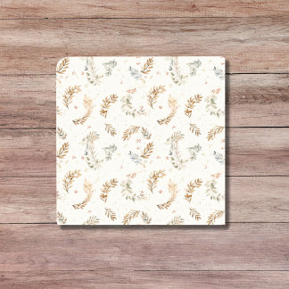 Carreau Boho Chic moderne Beige Neutral Feuille Brown