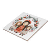 Carreau Boho Christmas Girls Scandinavian Folk Art (Côté)