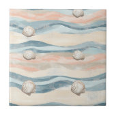 Carreau Boho Coastal Seashell Wave Pattern (8) (Devant)