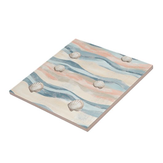 Carreau Boho Coastal Seashell Wave Pattern (8) (Côté)