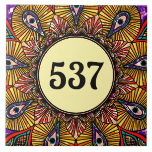 Carreau Boho coloré Fancy Maison Décorative Numéro Plaque