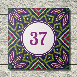 Carreau Boho coloré Fancy Maison Décorative Numéro Plaque