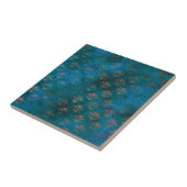 Carreau Boho Copper Blue Grunge Heraldique Floral (Côté)