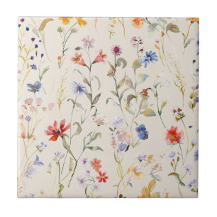 Carreau Boho Couleur aquarelle fleur sauvage