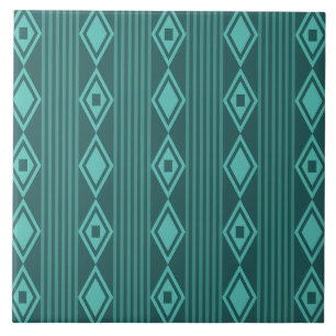Carreau Boho Diamants Rayures Turquoise