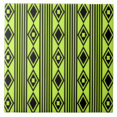 Carreau Boho Diamonds Stripes Black Chartreuse (Devant)