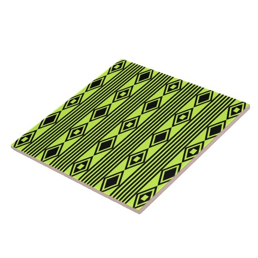 Carreau Boho Diamonds Stripes Black Chartreuse (Côté)