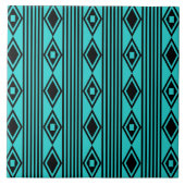 Carreau Boho Diamonds Stripes Black Turquoise (Devant)