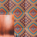 Carreau Boho Eclectique Kaleidoscopique Hip Turquoise Ochr<br><div class="desc">Belle et unique conception de carreaux décoratifs avec un motif abstrait kaléidoscopique en turquoise et ocre.</div>