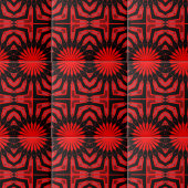 Carreau Boho Ethnic Red et Black Motif géométrique