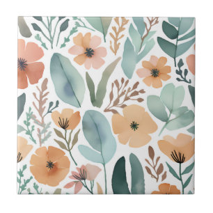 Carreau Boho Fleur sauvage Aquarelle Florale Pastel Accent