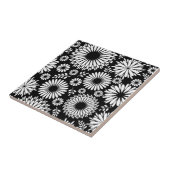 Carreau Boho fleurs Motif floral vectoriel noir et blanc (Côté)