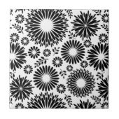Carreau Boho fleurs Motif floral vectoriel noir et blanc (Devant)