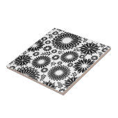 Carreau Boho fleurs Motif floral vectoriel noir et blanc (Côté)
