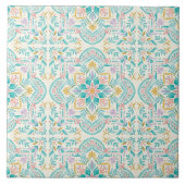 Carreau Boho Floral Ceramic Tile (Devant)