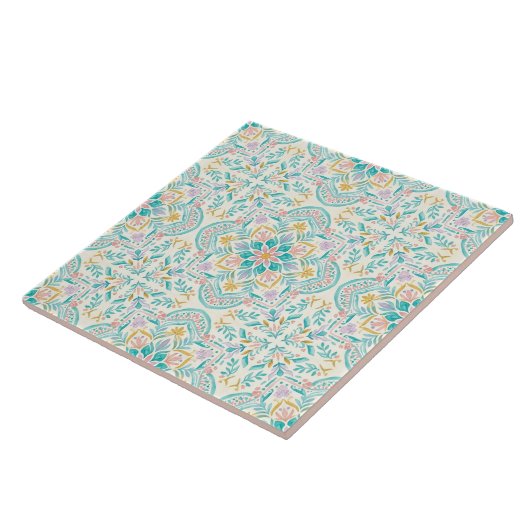 Carreau Boho Floral Ceramic Tile (Côté)