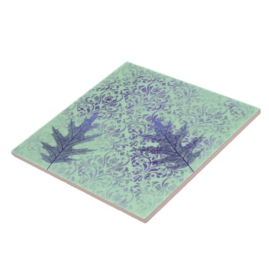 Carreau Boho Green Purple Feuilles (Côté)