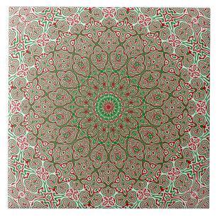 Carreau Boho Hippie Funky Trippy Orné Mandala de Noël